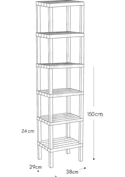 Shelf 6 Katlı Beyaz Kitaplık Plastik Raf Ünitesi Ombeg Çiçeklik Banyo Havluluk Mutfak Rafı