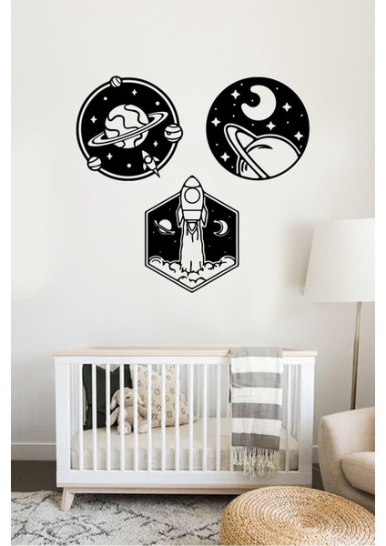 Uzay ve Astronot Temalı Modern Dekoratif Tablo