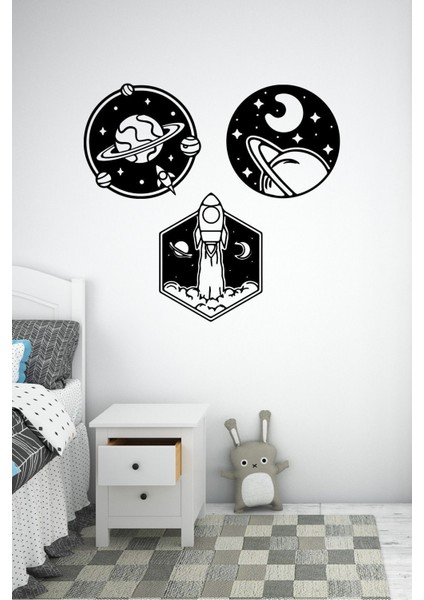 Uzay ve Astronot Temalı Modern Dekoratif Tablo