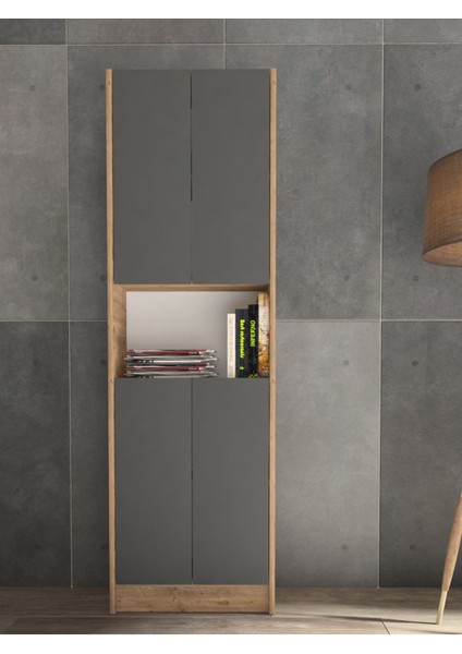 Kuta FLAT56 Kitaplık 4 Kapaklı Kütüphane Çok Amaçlı Dolap