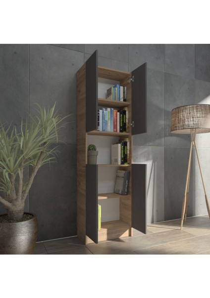 Kuta FLAT56 Kitaplık 4 Kapaklı Kütüphane Çok Amaçlı Dolap
