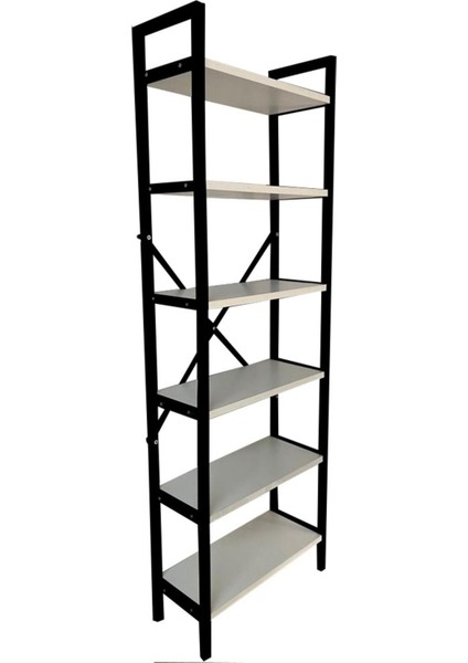 6 Raflı Mutfak Rafı Metal Ayaklı Banyo Dolabı Çok Amaçlı Raf Kiler Dolabı Ofis Rafı Kitaplık 150 x 50
