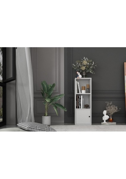 Kapaklı Raflı Kitaplık 35 cm Beyaz KTP-1009-Ç