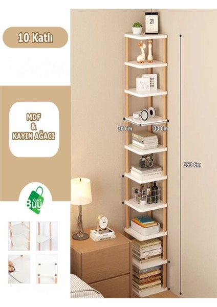 Dikey Kitaplık Bölmeli Ayakkabı Organizer Dekoratif Kitap Rafı