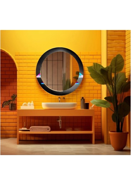 Dekorarif Desenli Yuvarlak Banyo-Salon Duvar Aynası 24