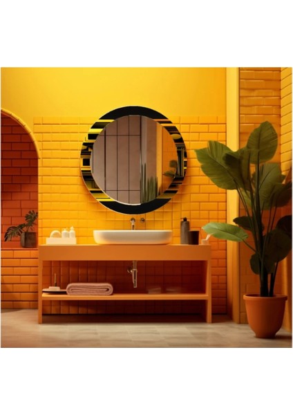 Dekorarif Desenli Yuvarlak Banyo-Salon Duvar Aynası 23