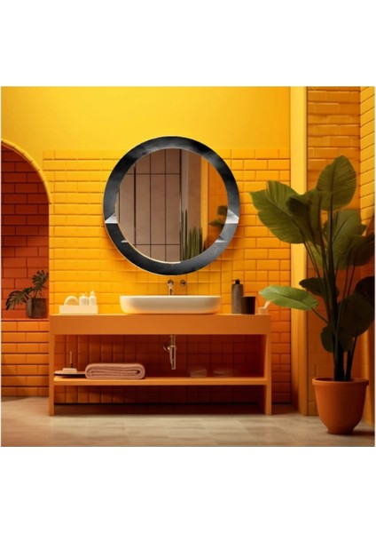 Dekorarif Desenli Yuvarlak Banyo-Salon Duvar Aynası 30