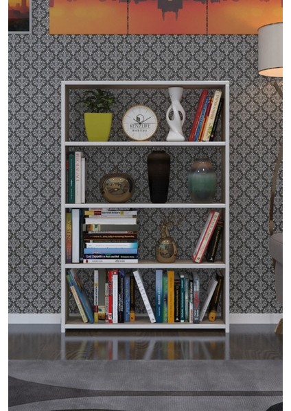 Kitaplık Süper Ga 120*80*19 Crd 4 Katlı Tek Bölme Ofis Mutfak Banyo Dolabı Arkalıksız
