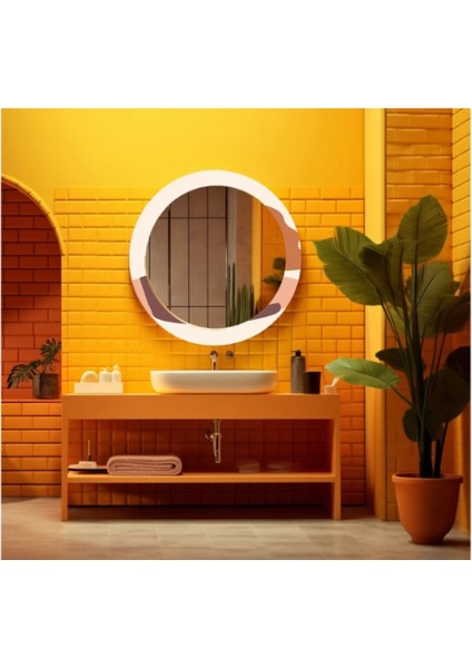 Dekorarif Desenli Yuvarlak Banyo-Salon Duvar Aynası 97