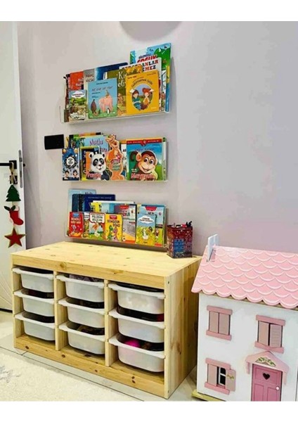 Tekli Duvar Kitaplık Rafı Genişlik 70 cm x 20 cm Iç Derinlik 5 cm (4 mm Şeffaf Pleksiden Üretilir )