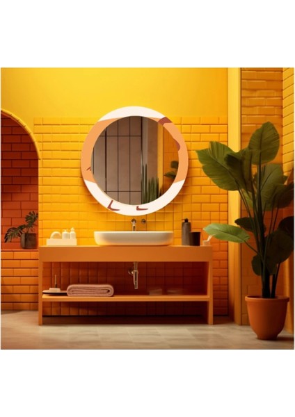 Dekorarif Desenli Yuvarlak Banyo-Salon Duvar Aynası 99