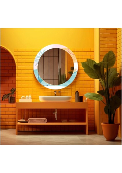 Dekorarif Desenli Yuvarlak Banyo-Salon Duvar Aynası 79