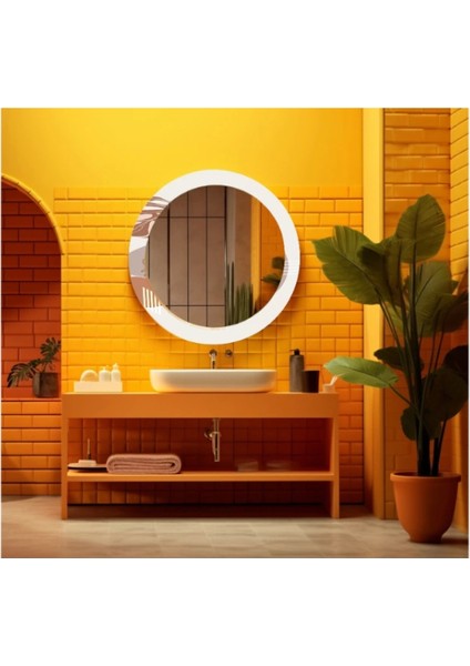 Dekorarif Desenli Yuvarlak Banyo-Salon Duvar Aynası 109