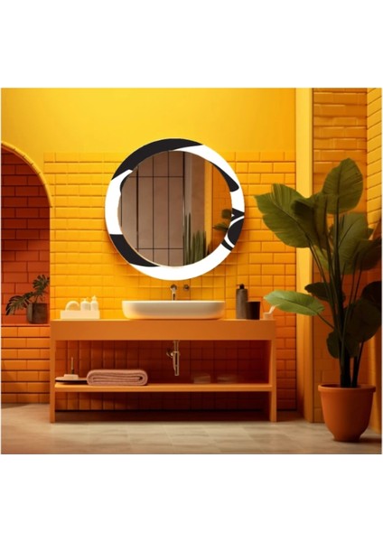 Dekorarif Desenli Yuvarlak Banyo-Salon Duvar Aynası 101