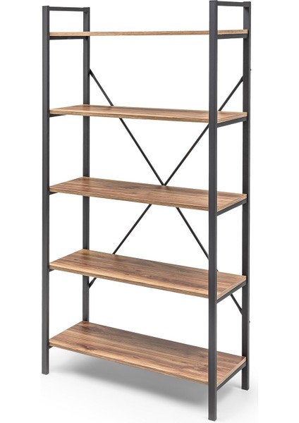 5 Raflı Geniş Metal Kitaplık Masif Kitaplık Doğal Ahşap Kitaplık Ürün Rafı -180 cm fiyatları