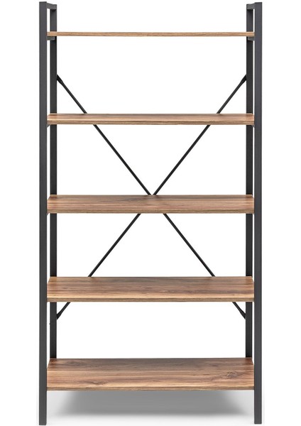 5 Raflı Geniş Metal Kitaplık Masif Kitaplık Doğal Ahşap Kitaplık Ürün Rafı -180 cm fırsatları