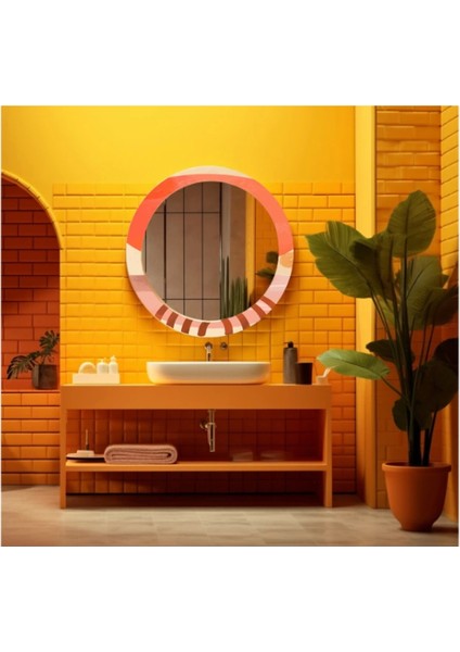 Dekorarif Desenli Yuvarlak Banyo-Salon Duvar Aynası 103