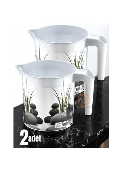 2 Li Maşrapa Seti Çakıl Taşı Desenli