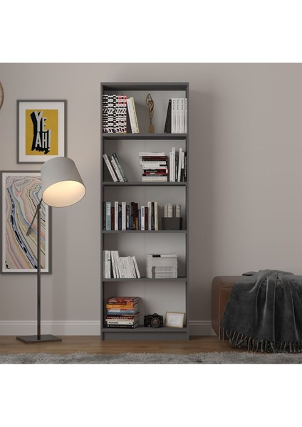 5 Raflı (5 Bölmeli) Kitaplık Çalışma Odası Ofis Modern Dekoratif Kitaplık