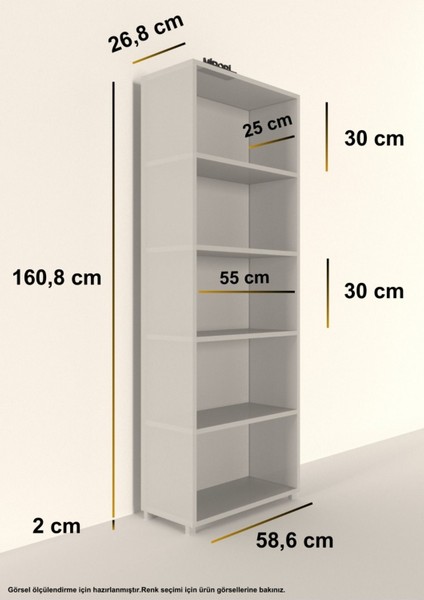 Modern 5 Raflı Kitaplık Dekoratif Kitaplık Beyaz fiyatları