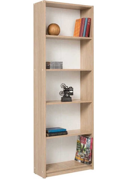 Max 5 Raflı Kitaplık - Italyan Meşe 58 x 170 x 23 cm (Gxyxd)