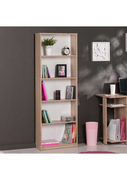 Max 5 Raflı Kitaplık - Italyan Meşe 58 x 170 x 23 cm (Gxyxd) fiyatları