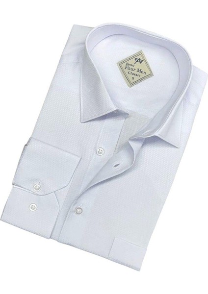 Pamuklu Uzun Kollu Beyaz Erkek Gömlek (Regular Kalıp) fiyatları