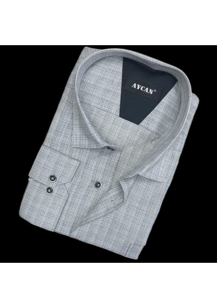Pamuklu Uzun Kollu Gri Erkek Gömlek (Regular Kalıp) fiyatları