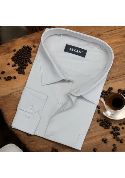 Pamuklu Uzun Kollu Beyaz Erkek Gömlek (Regular Kalıp)