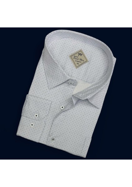Pamuklu Uzun Kollu Beyaz Erkek Gömlek (Regular Kalıp) fiyatları