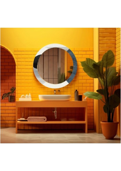 Dekorarif Desenli Yuvarlak Banyo-Salon Duvar Aynası 117