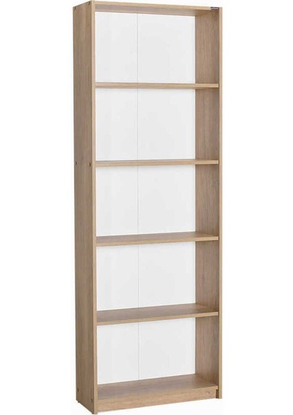 Modern 5 Raflı Kitaplık - Açık Ceviz(Tori) 64 x 182 x 26 cm (Gxyxd)