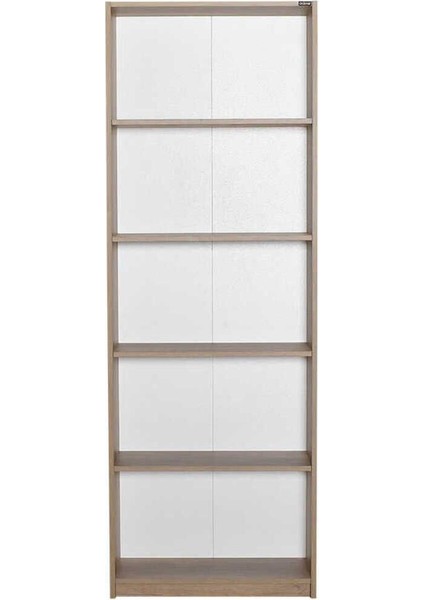 Modern 5 Raflı Kitaplık - Açık Ceviz(Tori) 64 x 182 x 26 cm (Gxyxd)