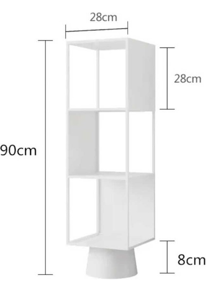 Metal Siyah 3 Katlı Köşe Kitaplık 90-28-28 cm 3213 modelleri