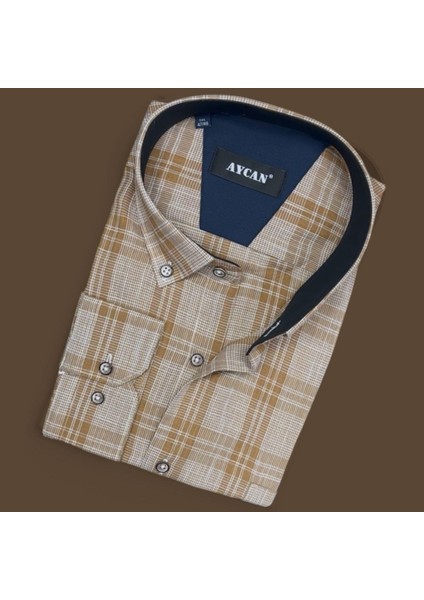 Pamuklu Uzun Kollu Kahveregi Erkek Gömlek (Regular Kalıp) fiyatları