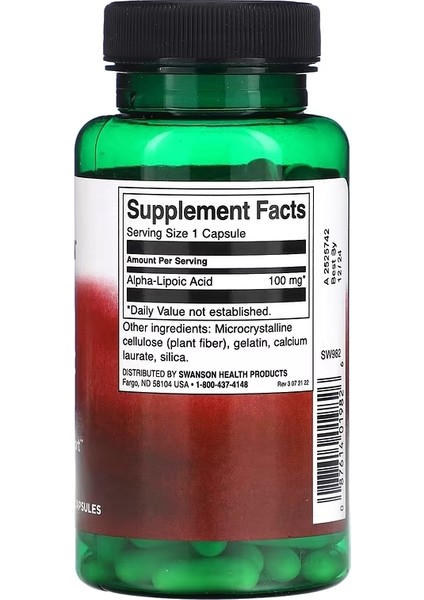 Alpha Lipoic Acid 100 mg 120 Capsules