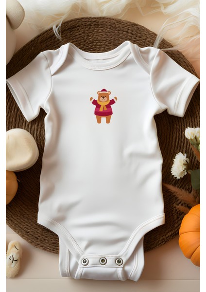 Bebek Perisi Sevimli Yılbaşı Ayıcık Tasarımlı Bebek Body