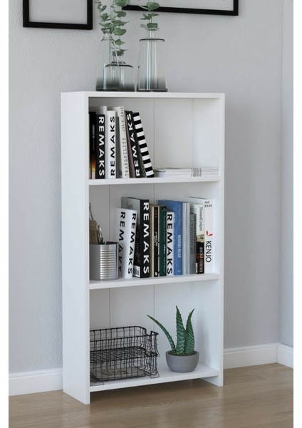 Modern Tasarımlı 3 Raflı Kısa Kitaplık - 108 cm