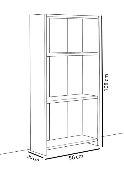 Modern Tasarımlı 3 Raflı Kısa Kitaplık - 108 cm