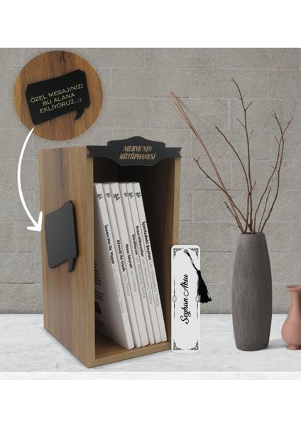 Kişiye Özel Isimli Ahşap Kütüphanede Tolstoy Unutulmaz Eserleri(6 Kitap) ve Kitap Ayracı Hediye Set