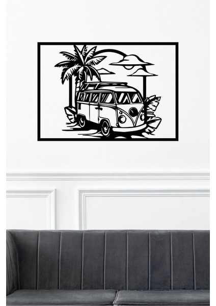 Retro Minibüs ve Tatil Temalı Minimalist Tablo T000000020