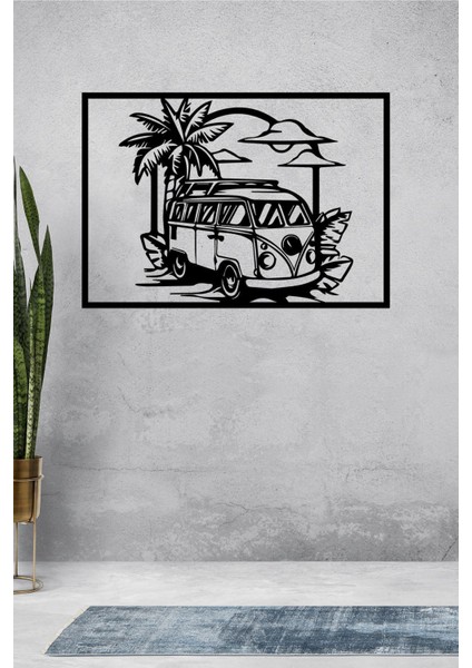 Retro Minibüs ve Tatil Temalı Minimalist Tablo T000000020