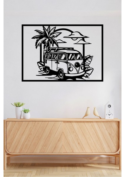 Retro Minibüs ve Tatil Temalı Minimalist Tablo T000000020