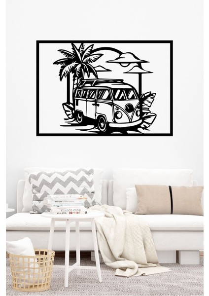 Retro Minibüs ve Tatil Temalı Minimalist Tablo T000000020
