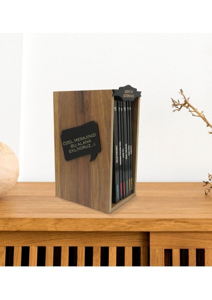 Kişiye Özel Isimli Ahşap Kütüphanede Sabahattin Ali Seti-(6 Kitap) ve Kitap Ayracı Hediye Seti