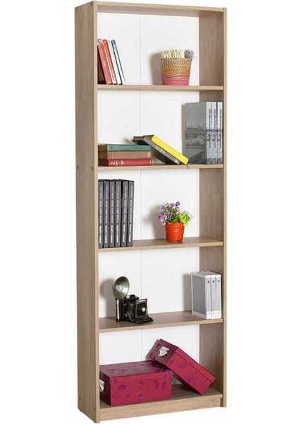 Max 5 Raflı Kitaplık - Açık Ceviz (Tori) 58 x 170 x 23 cm (Gxyxd)
