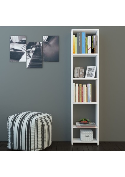 Tarçın Kitaplık Beyaz (Arkalıksız Model)