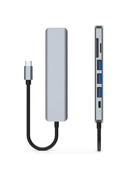 Metrashop Type C Hub (7 Port), 100W Pd Şarj ve Veri Transfer Type-C Port 4K 30HZ Veya 1080P 60HZ Hdmı, 1 Adet USB 3.0 Port 2 Adet 2.0 Port, Mirosd ve Sd Kart Okuyucu MacBook Pro/air Vb. Uyumlu