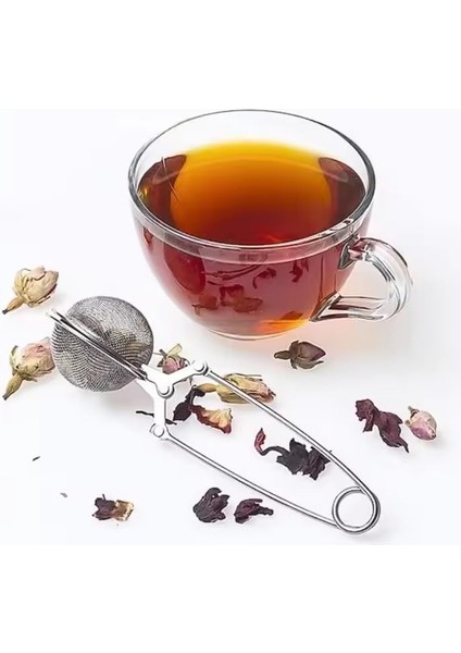 Metrashop Paslanmaz Çelik Top Makas Çay Kahve Bitki Çayı Süzgeci
