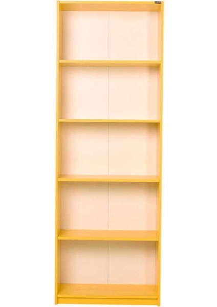 Modern 5 Raflı Kitaplık - Sarı 64 x 182 x 26 cm (Gxyxd)